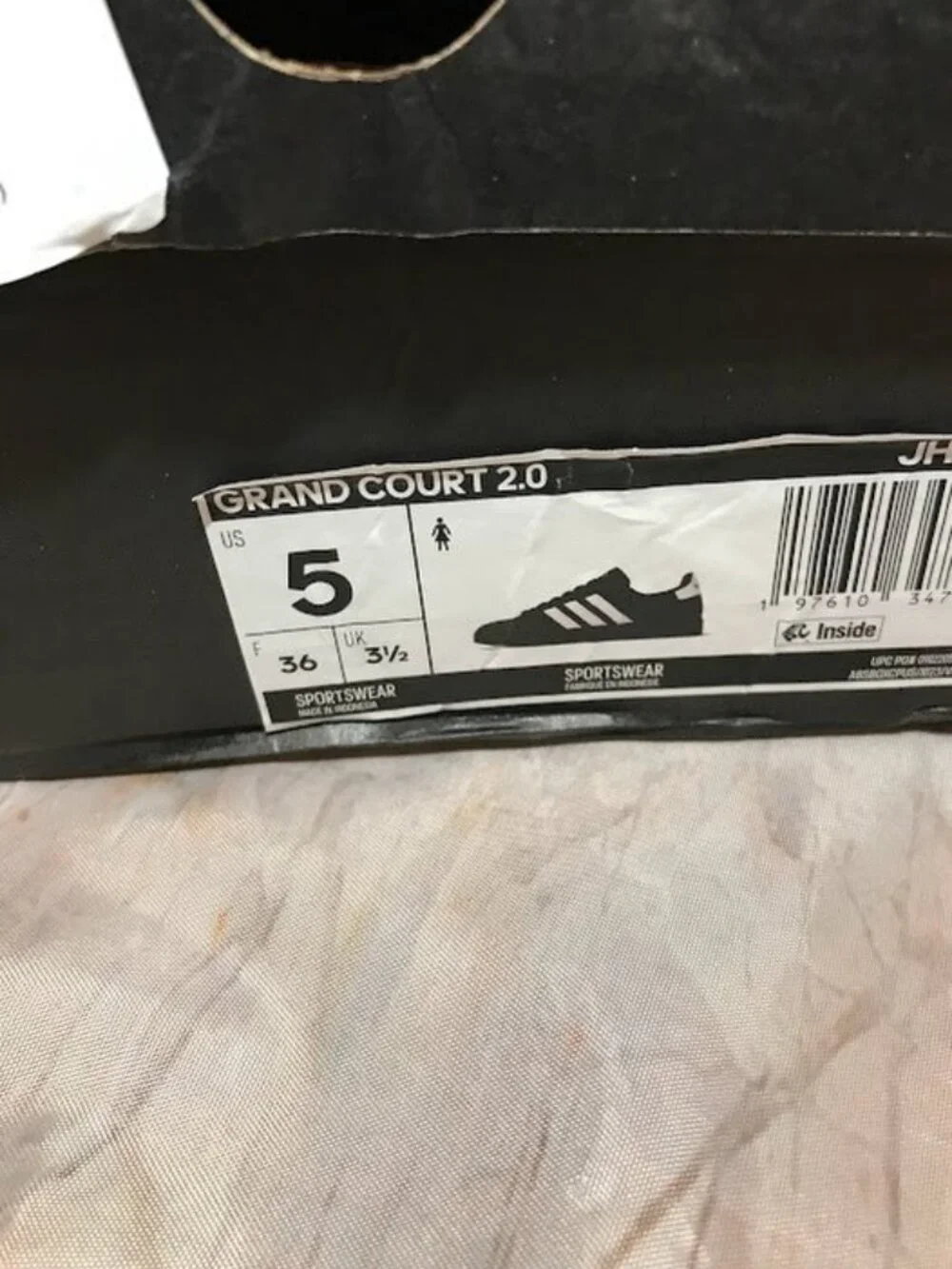 Adidas Black Sneakers Lace-Up with White Stripes and Heel Tab Size 5Y